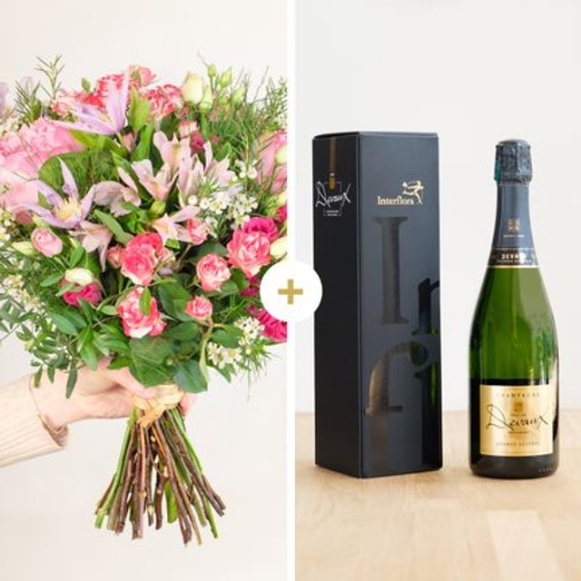 Bouquet de l'amour et son champagne Devaux
