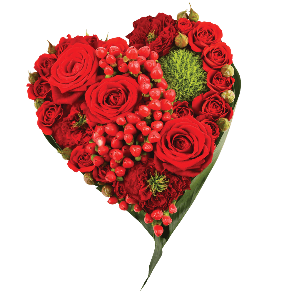 Cupidon : coeur floral de roses rouges et hypéricums - Interflora