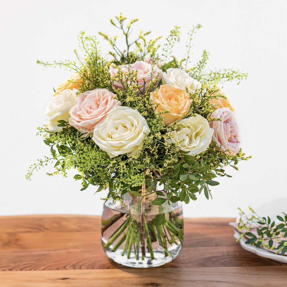 Interflora Roses Potted Rose melba et son vase offert | Livraison de fleurs | Interflora