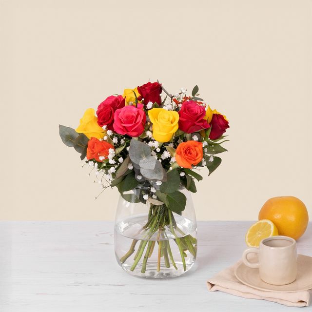 Bouquet de roses multicolores