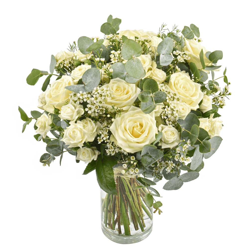 Vert Coton : bouquet généreux de roses blanches