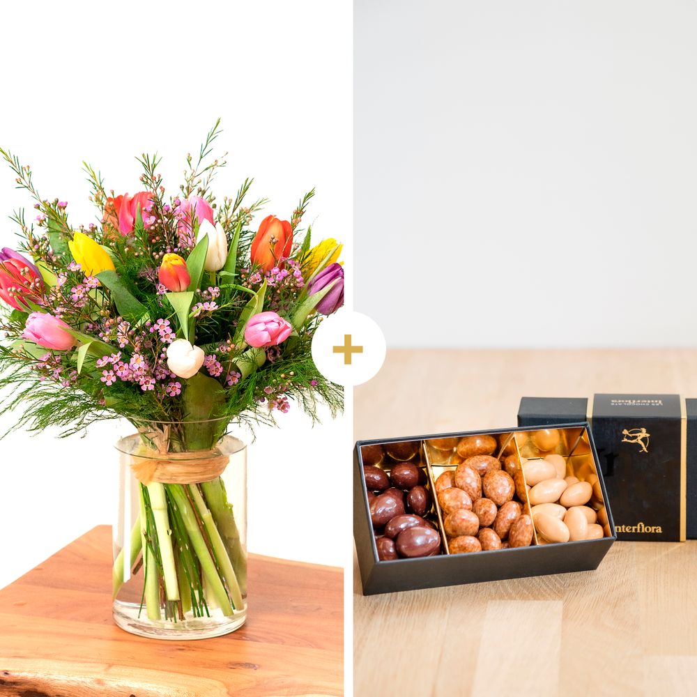 Bouquet de tulipes et ses amandes au chocolat