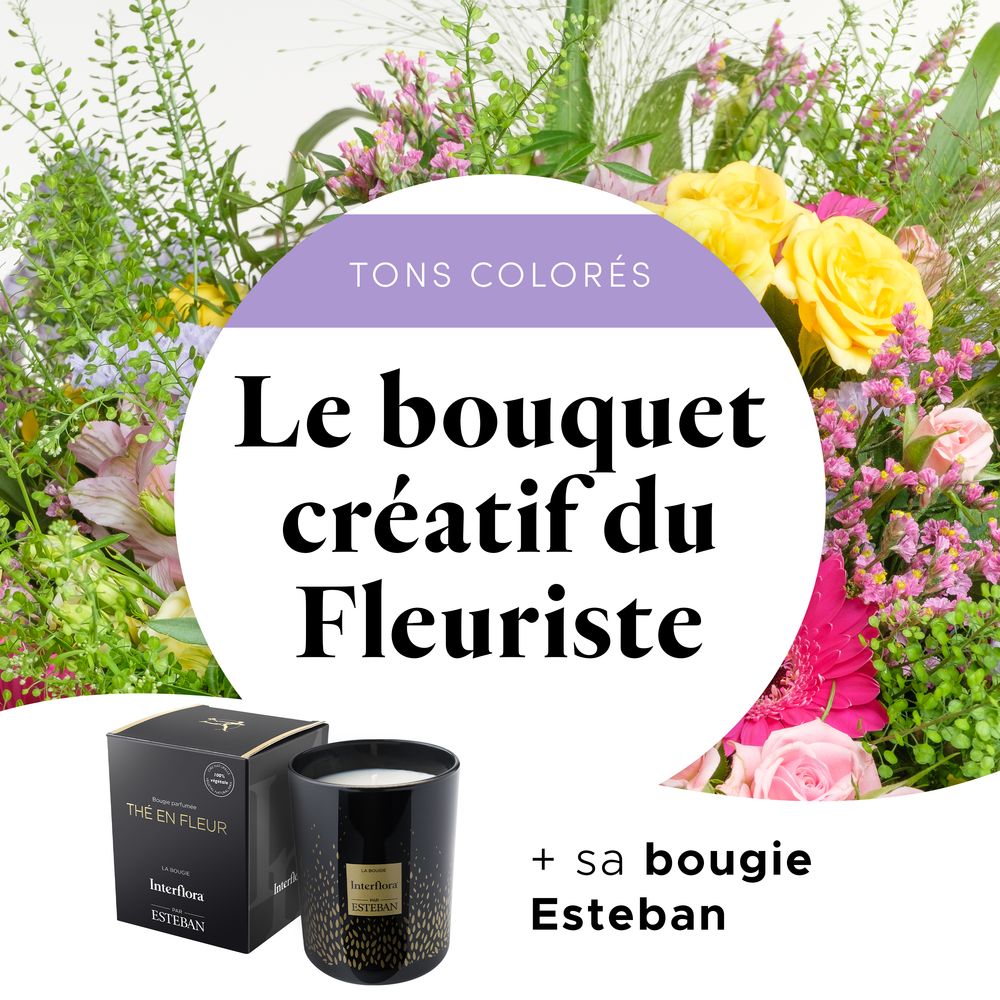 Bouquet multicolore du fleuriste & Bougie Esteban