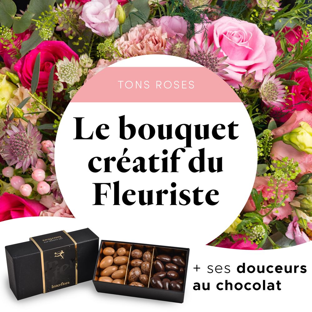 Bouquet du fleuriste rose et ses amandes au chocolat