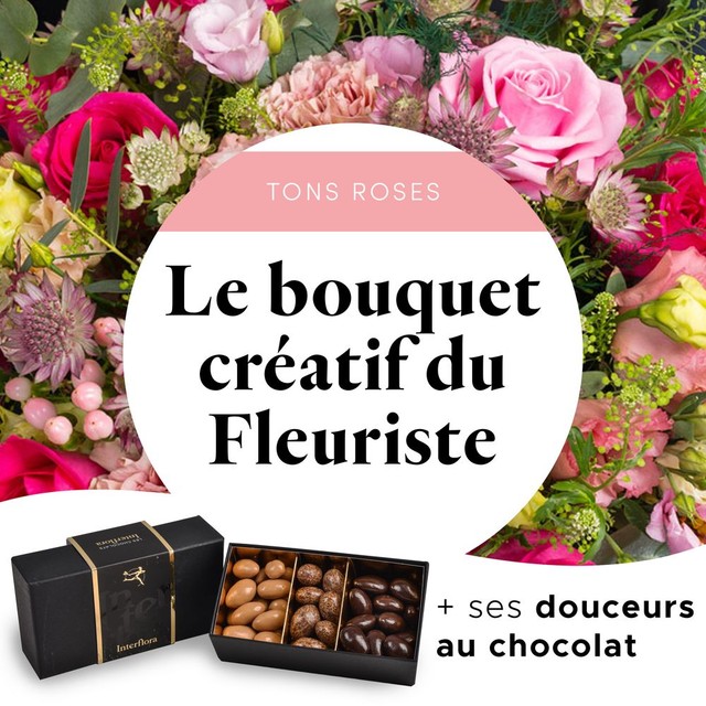 Bouquet rose du fleuriste & Douceurs au chocolat