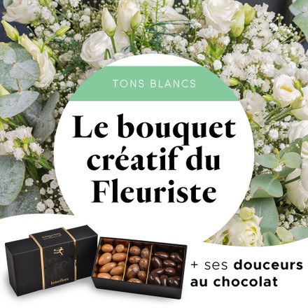 Bouquet blanc du fleuriste & Amandes au chocolat
