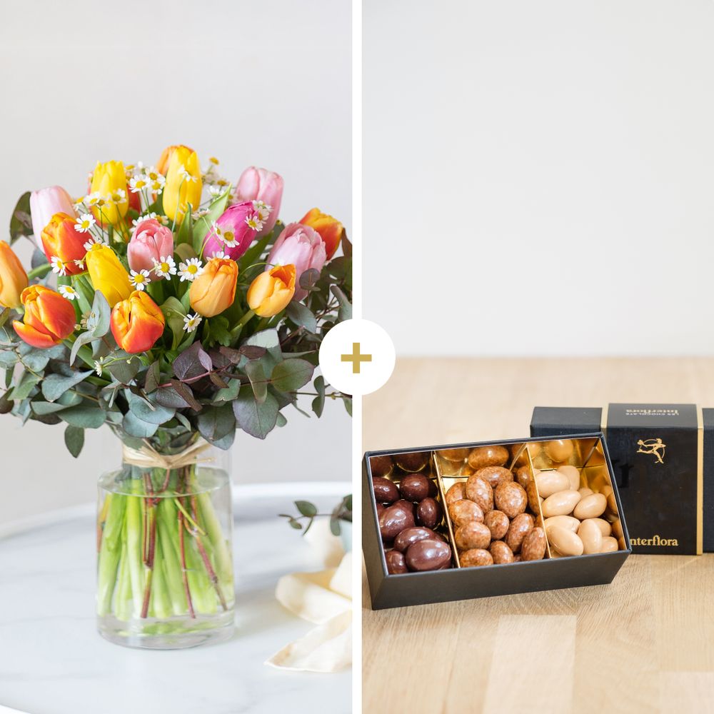 Nos charmantes tulipes et ses amandes au chocolat