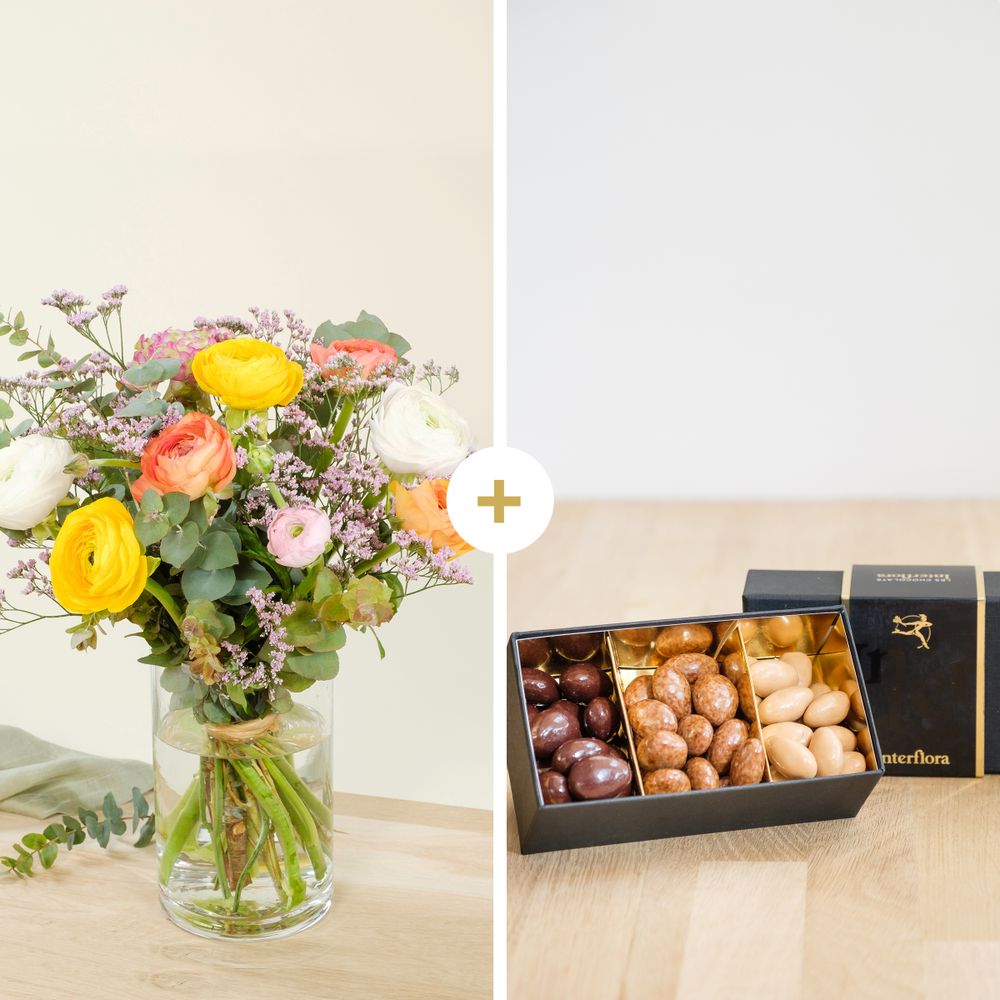Nos merveilleuses renoncules & Douceurs au chocolat | Fête des Grands-Mères  | Interflora | Livraison bouquets