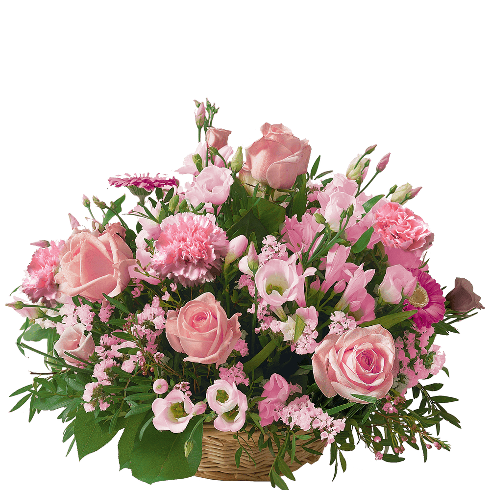 Cérémonie rose | Interflora | Livraison fleurs deuil | Panier deuil