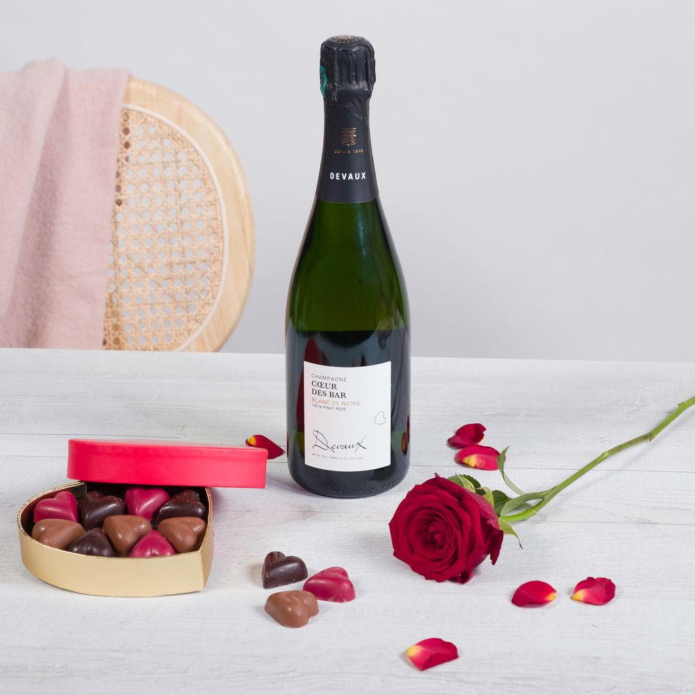 Rose rouge & Champagne & Chocolats