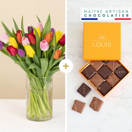 Brassée de tulipes et ses chocolats