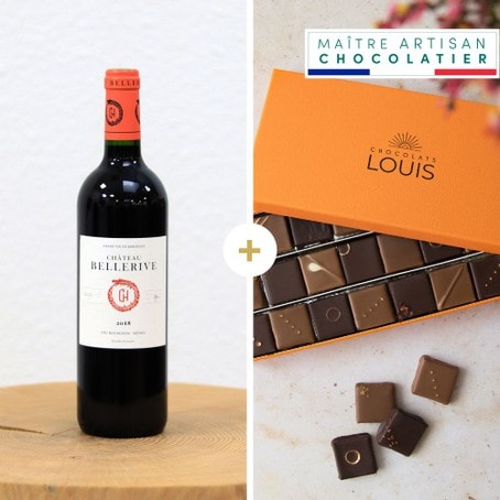 Bordeaux Château Bellerive 2018 et ses chocolats