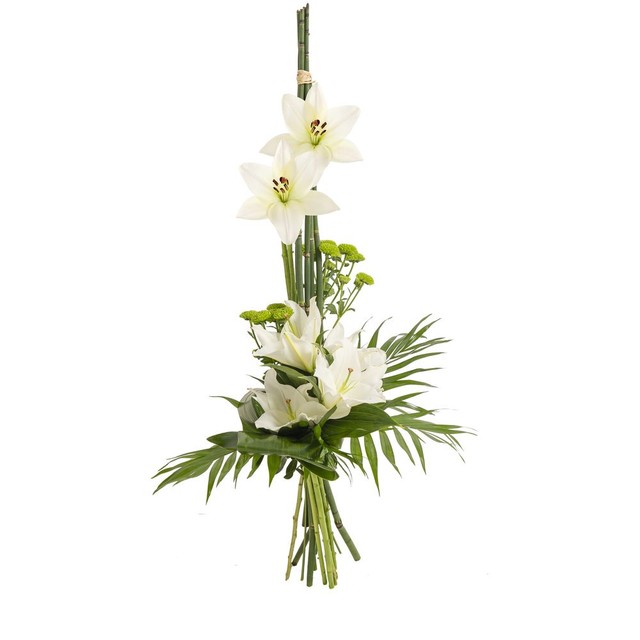 Bouquet en hauteur blanc/vert avec lys
