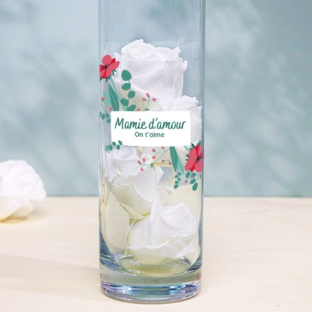 Vase personnalisé cylindrique - Message fleurs