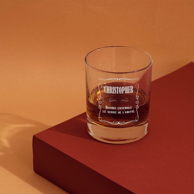 Coffret à whisky personnalisé avec 2 verres avec prénom et message - Ourson  Câlin