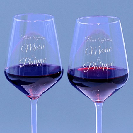 Verre à vin original duo grand verre vin cadeau thème chat peint