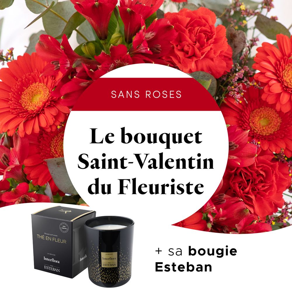 Le bouquet Saint Valentin du fleuriste & Bougie parfumée